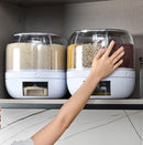 Dispenser de alimentos/grãos/ceraais giratório com 6 divisões